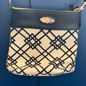 Spartina 449 Black and Cream Patterned Crossbody Bag